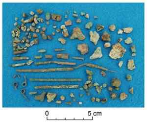 Photo courtesy Professor Edward Swenson. A wide variety of copper artefacts were found just south of the pyramid. 