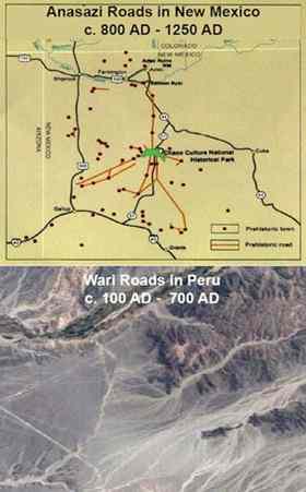 The people of Chaco Canyon built things that look like roads that radiate outward from the canyon