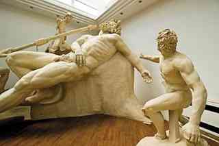 The banquet hall at Villa Tiberio was once graced with marble statues of mythical scenes like the blinding of the Cyclops by Odysseus