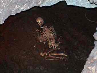 Skeleton in the caves at Cheddar Gorge