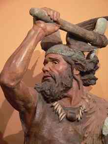 Sculpture of Neolithic Man of Spiennes Belgium who lived between 8000 to 5000 BCE