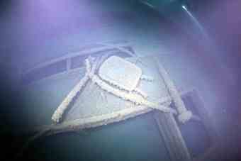 A wheelbarrow reposes on the deck of the wooden steamship L.R. Doty, found off the Milwaukee shoreline. 