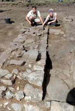 Students at the dig in Caerleon yesterday 