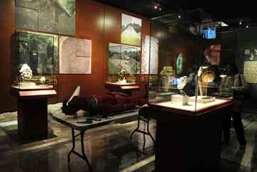 Overview of the exhibition 'Faces of divinity. The Mayan jade mosaics' as outlined in the National Museum of Anthropology in Mexico City, with over 147 objects recovered from sites in southern Mexico and presented together for the first time.