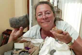 Jill Eyers with some of the remains 