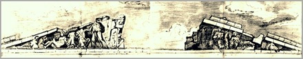 Drawing of the East Pediments by Jacques Carrey [1674]