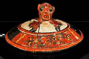 A Mayan ceramic vessel found in the tomb