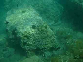 Submerged fluted columns on plinths in the bay of Maljevik, near Bar