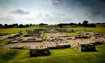 The extensive remains at Vindolanda, a frontier settlement near Hadrian's Wall. 