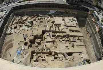 A general view shows an archaeological excavation site in central Beirut.