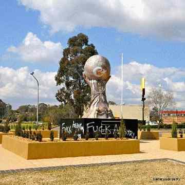 The vandalised  Assyrian Genocide Monument in Sydney