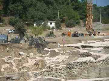 Workers have begun to fill in the ruins of Allianoi in preparation to flood the site.