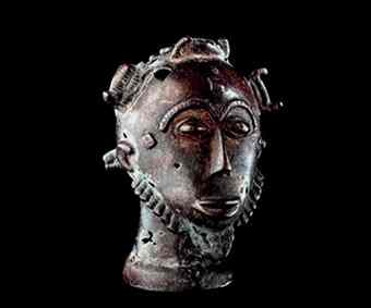 Asante Bronze Head from Southern Ghana dated to between  the 17th and 19th Centuries AD