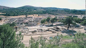 A view of the site from above - currently only one quarter has been excavated.