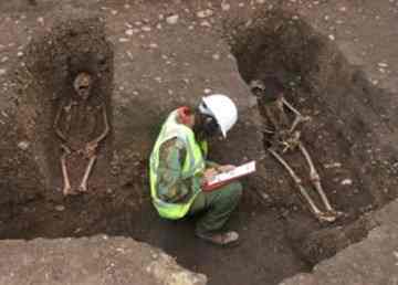 PRIORY DIG: A member of Durham University’s archaeology department in Northallerton 