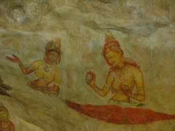 Fading frescos at Sigiriya, the ancient rock fortress and palace ruin situated in the central Matale District.