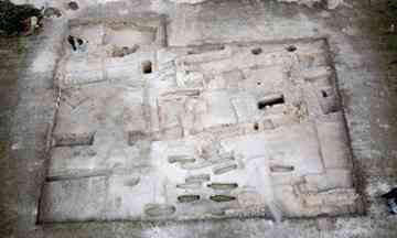 An aerial view of the site in Winchester which may house Britain's earliest known hospital. Photograph: University of Winchester/PA