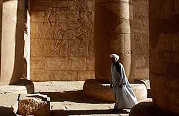 A local Egyptian man guards the site of Pharaoh Ramses II Temple at Luxor.