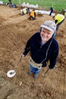 STRUCK LUCKY: Steve Blair on the site where he found the early Roman burials with his metal detector TWLD201011022C-001_C