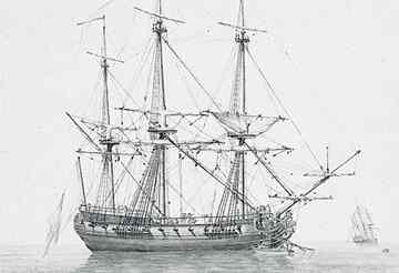 A painting of the French frigate from around 1780