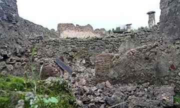 One of the three ancient walls which collapsed in Pompeii this week: This follows the ruin of a frescoed house in the archaeological site last month. Photograph: Napoli/EMPICS