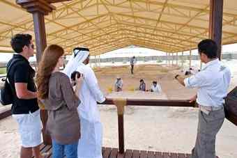 Visitors on site at the Archaeological dig he pre-Islamic Christian Settlement on Baniyas.