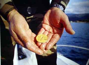 The Lava Treasure, consisting primarily of ancient Roman gold coins, received its name because the find was discovered accidentally by fishermen diving in the Gulf of Lava. The gulf is off the west coast of Corsica in the Mediterranean Sea. Corsica belong