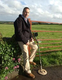 Brian Stephens of Llanvaches who found a hoard of Roman coins with his metal detector