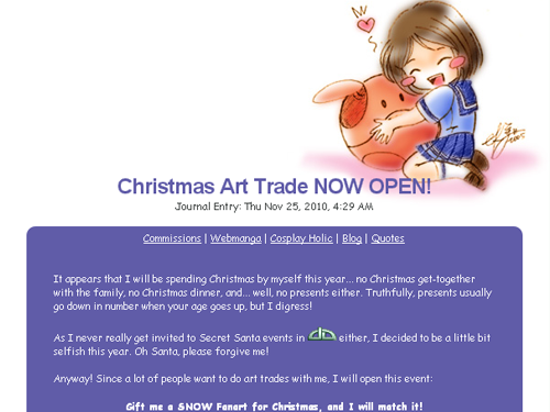 kurohiko's christmas art trade contest in deviant art 2010
