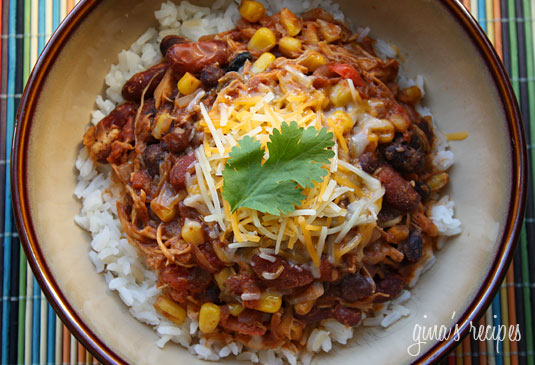 This chicken taco chili is one of my most popular recipes! The perfect slow cooker dish because you just dump all the ingredients in, turn it on and come back to the best tasting meal! No prep, super easy, freezes well and the kids love it!