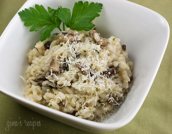 risotto with mushroom in white bowl