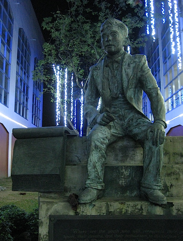 statue of the young Jose Rizal at the Ateneo de Manila High School