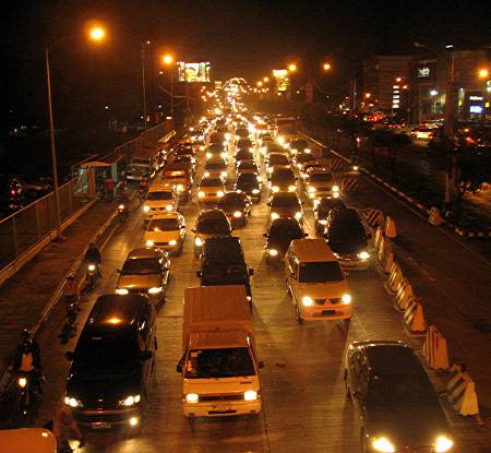 evening traffic along Katipunan Avenue, Quezon City
