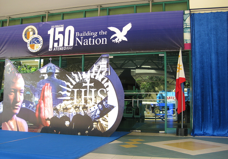 Padre Faura Street entrance of Robinsons Manila decorated for the unveiling of a marker explaining Ateneo de Manila's history in that location