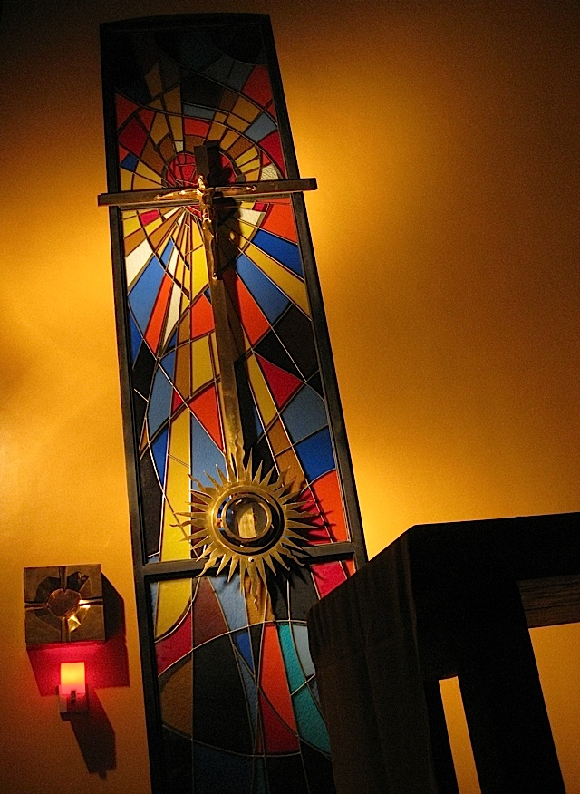 crucifix and monstrance in the Sacred Heart Chapel of the Ateneo Church of the Gesù