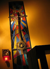 crucifix and monstrance in the Sacred Heart Chapel of the Ateneo Church of the Gesù