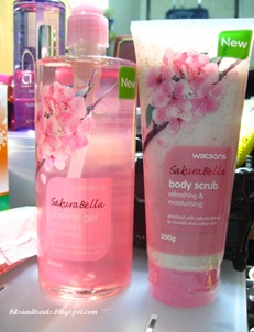 watsons sakura bella shower gel and body scrub, by bitsandtreats