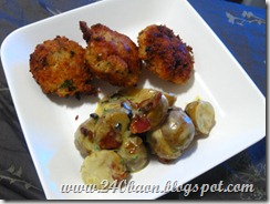 fish and shrimp cakes with potato salad with yellow dressing, by 240 baon