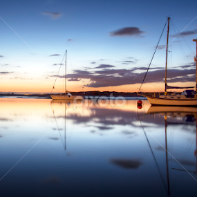 boats sunset by Jozef Svintek - Transportation Boats