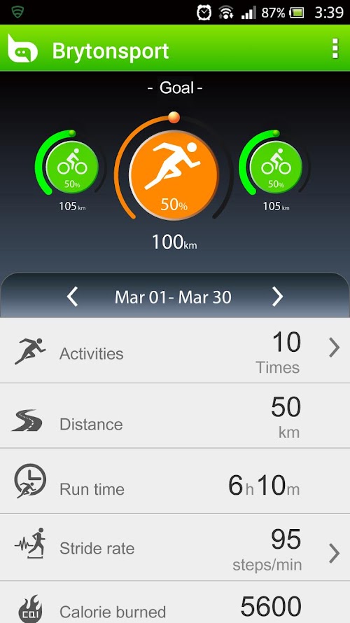 Android application Bryton Sports screenshort