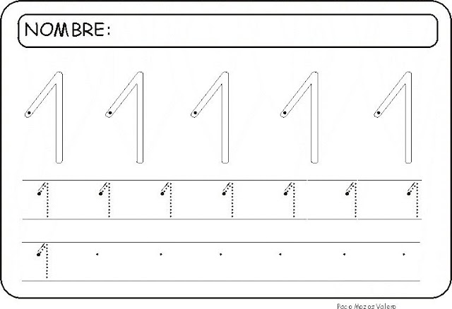 Fichas De Numeros Para Pintar Y Repasar El Uno
