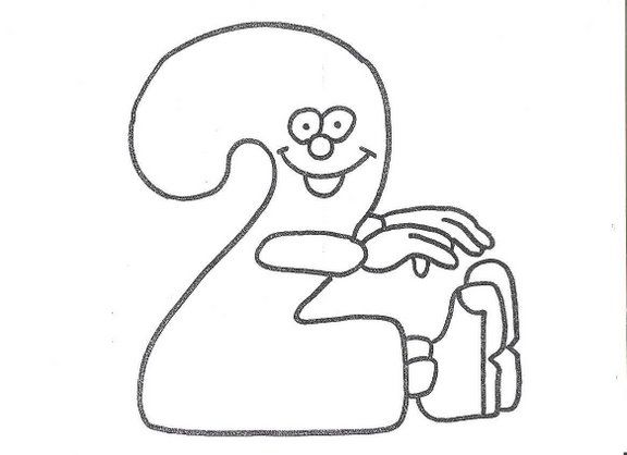 FICHAS DE NUMEROS PARA PINTAR Y REPASAR: EL DOS