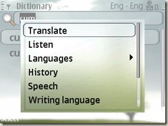 Translation using dictionary on E71