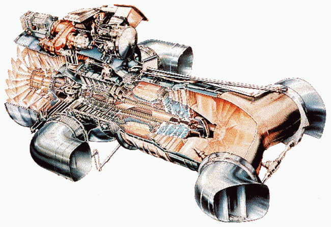 Cut-Section Digram of a Pegasus [F402] Jet Engine, that powers the Harrier Jump Jet aircrafts