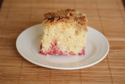 photo of a slice of Pluot Buckle on a plate