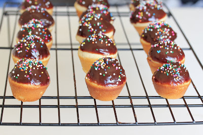 photo of Mini Doughnut Muffins on a baking rack