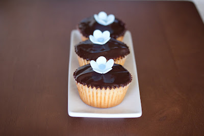 photo of three cupcakes on a plate