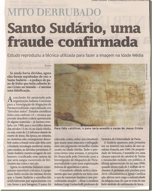 Santo Sudário uma fraude confirmada 2009 Santo Sudário uma fraude confirmada 2009
