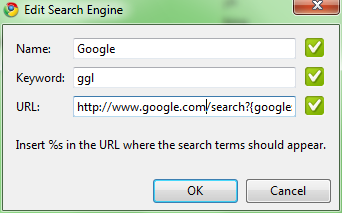 Google Chrome default to google.com search