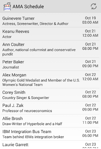 AMA Schedule for Reddit